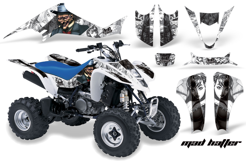 Suzuki LTZ 400 03-08 Graphics MadHatter WhiteBlackstripe